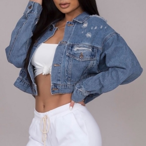 ⚠️Last S/M• Distressed Denim Jacket - Picture 2 of 5